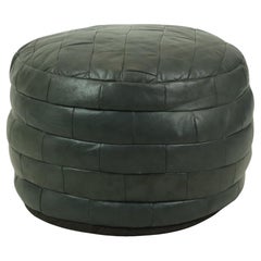 Vintage Round Pouf Patchwork Patchwork Faux Leather 49cm