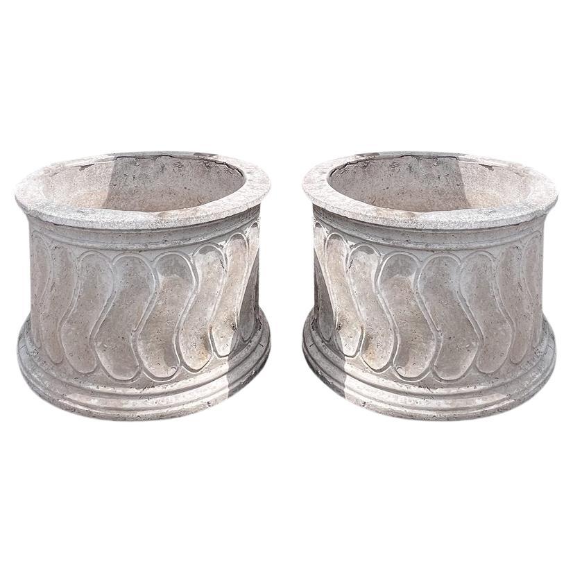 Fioriera rotonda vintage in stile romano (set di 2)