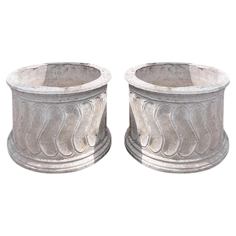 Vintage Round Roman Style Swirl Planter (Set of 2)