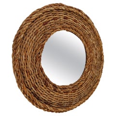 Vintage Round Rope mirror in the stye of Adrien Audoux & Frida Minet, 1960s