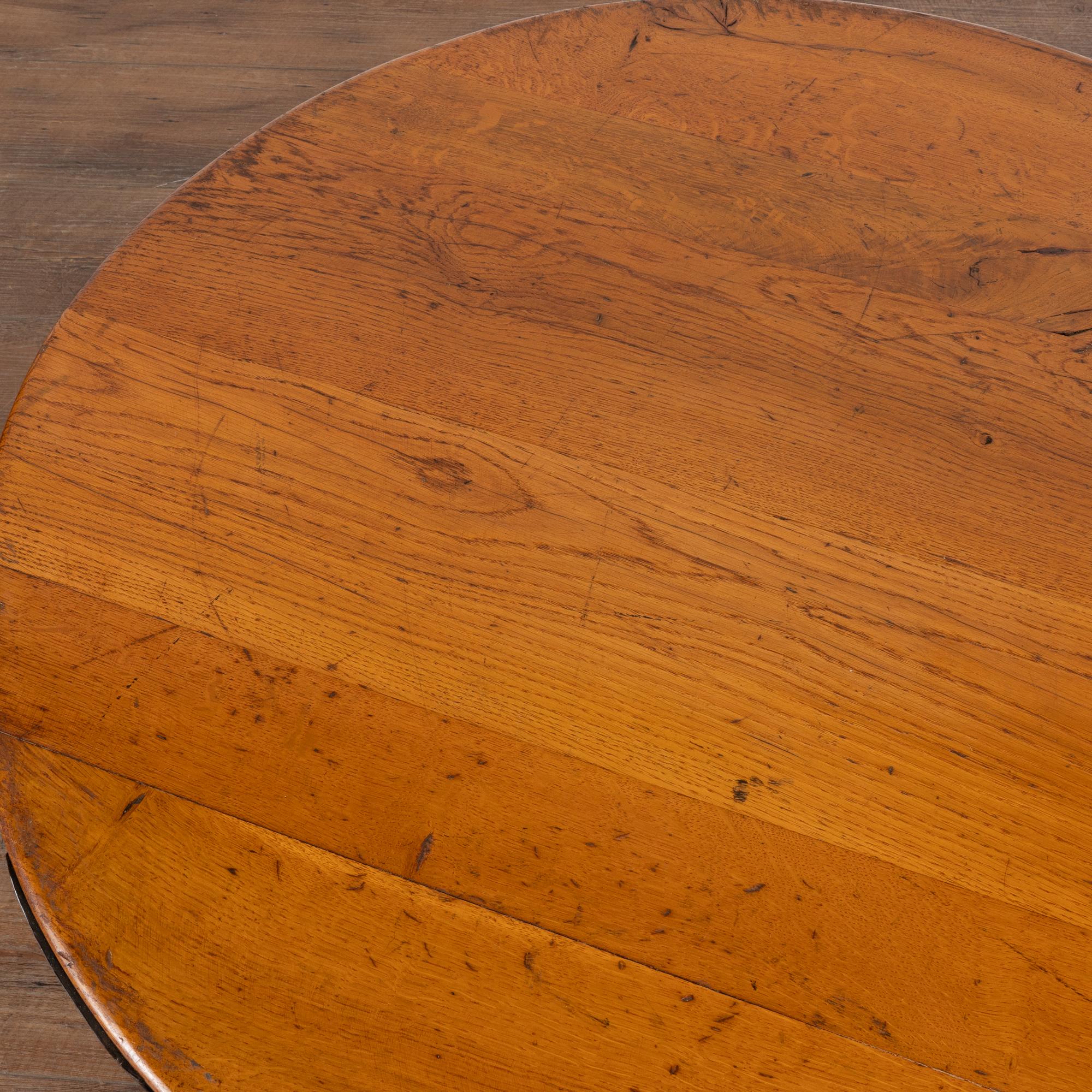 20th Century Vintage Round Rustic Oak Coffee Table, France circa 1960-70
