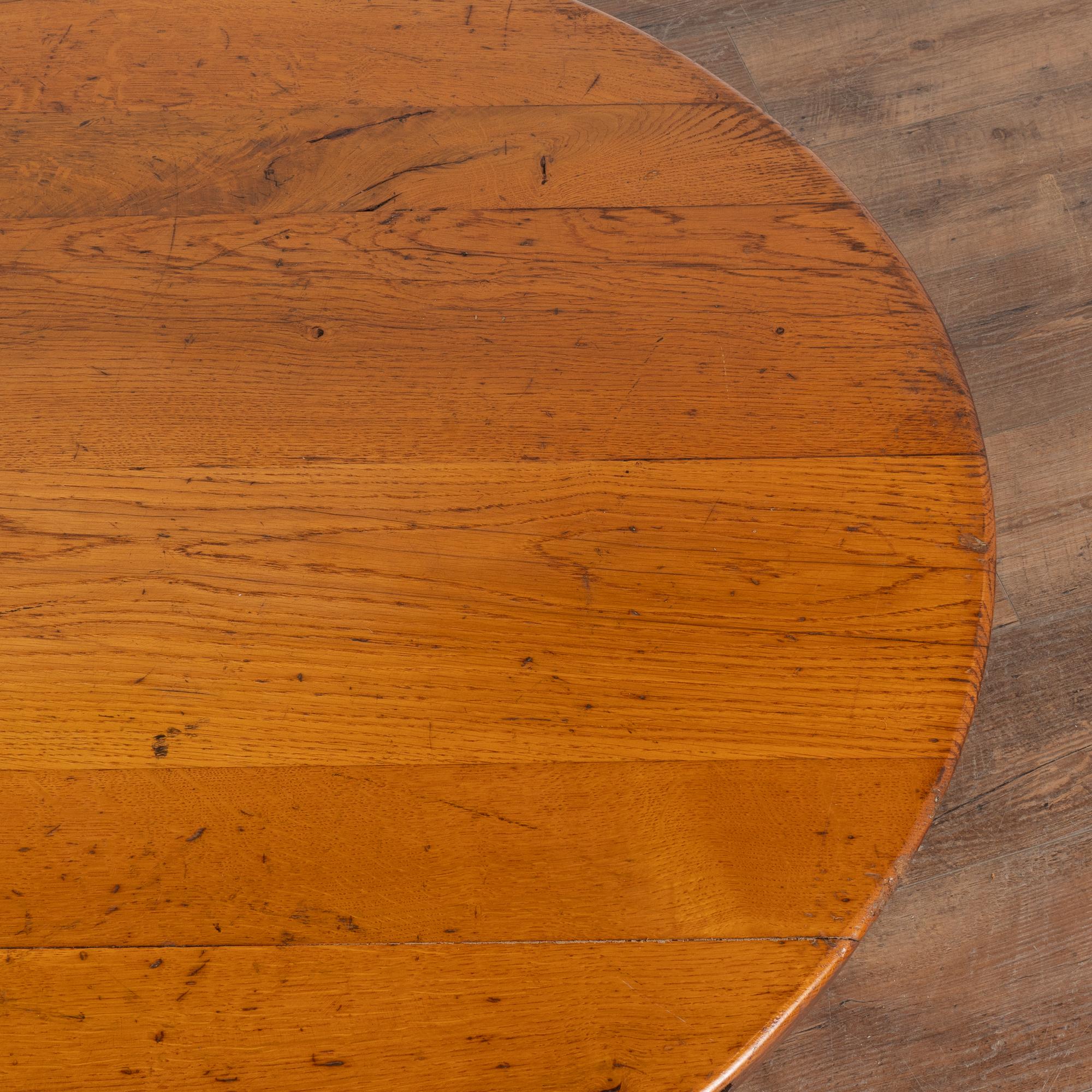 Wrought Iron Vintage Round Rustic Oak Coffee Table, France circa 1960-70