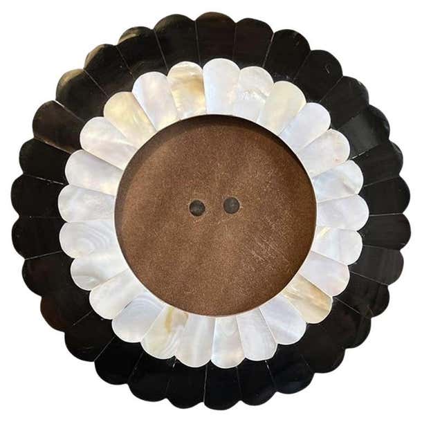 Vintage Round Scalloped Capiz Photo Frame - India For Sale at 1stDibs