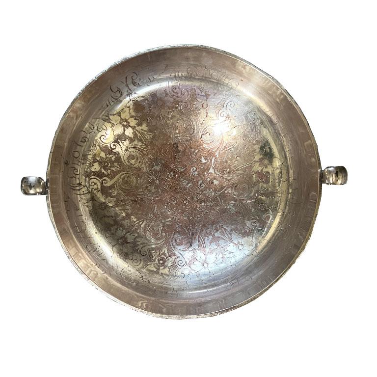 Rundes Servier- oder Obstschale aus Silber auf Kupfer, Faux Bois, Vintage von Academy (Viktorianisch) im Angebot
