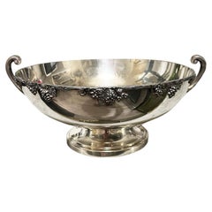 Vintage Round Silver on Copper Faux Bois Serving or Fruit Bowl by Academy