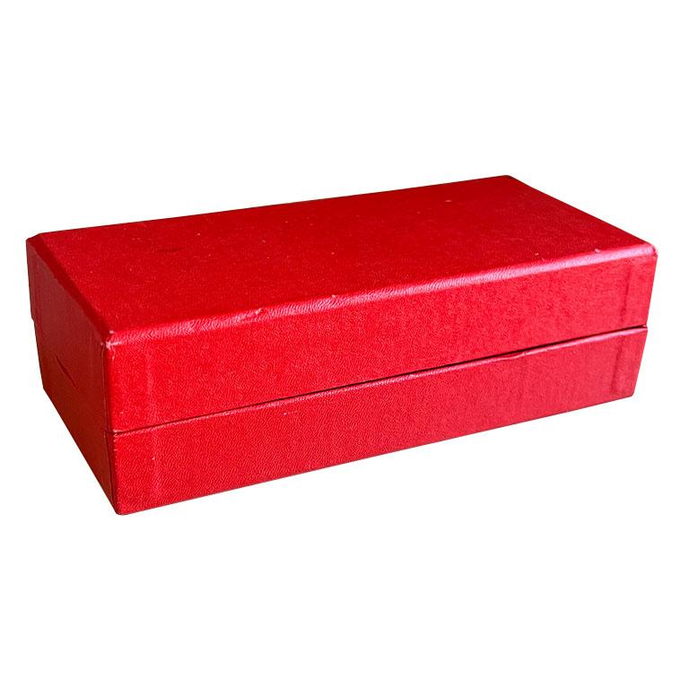 Vintage Round Silver Pewter Napkin Rings in Red Boxes - Set of 12 In Good Condition For Sale In Oklahoma City, OK
