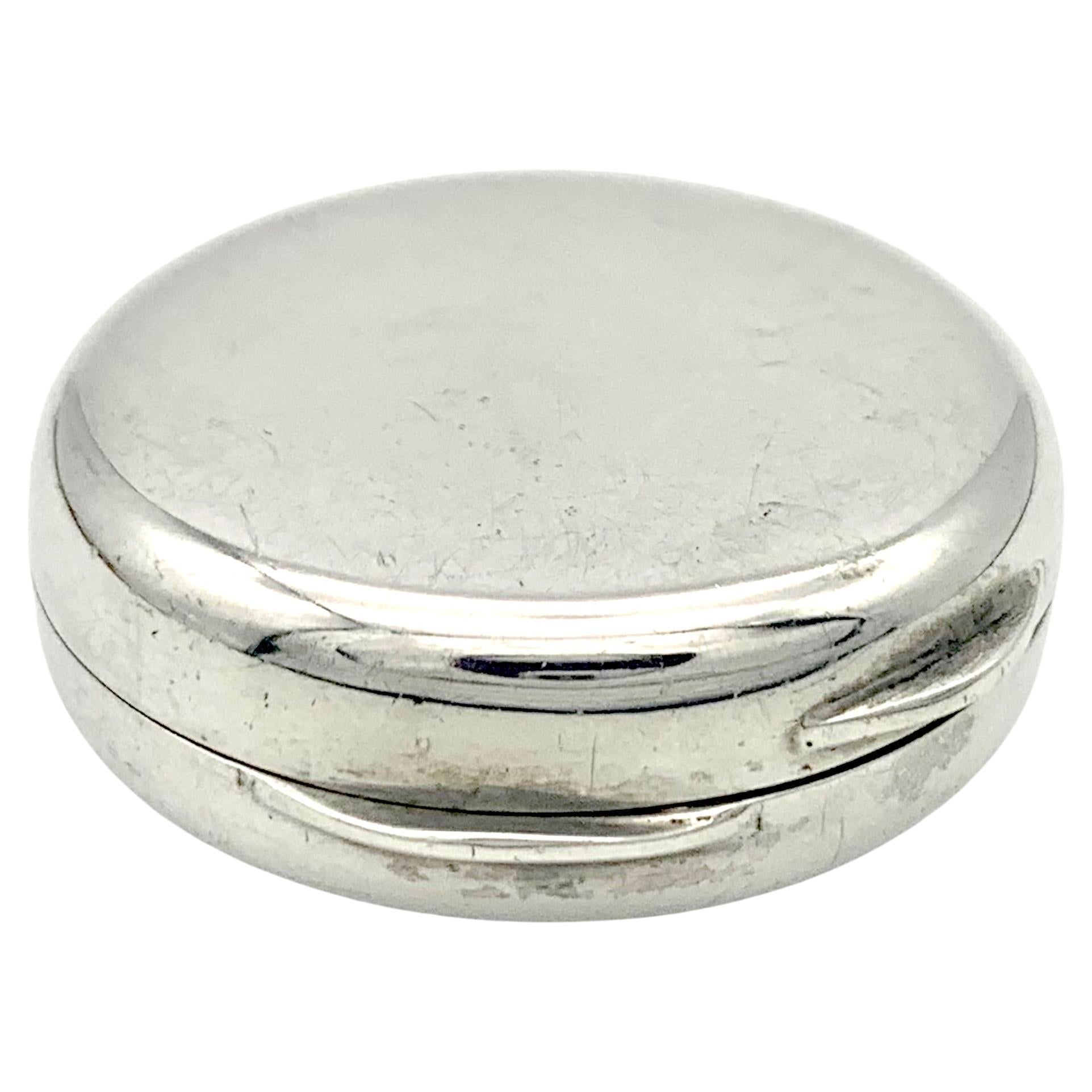 Vintage Round Silver Pill Box     