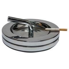 Vintage Round "Skema" Ashtray in Chromed Metal, Space Age Style, Made in Italy