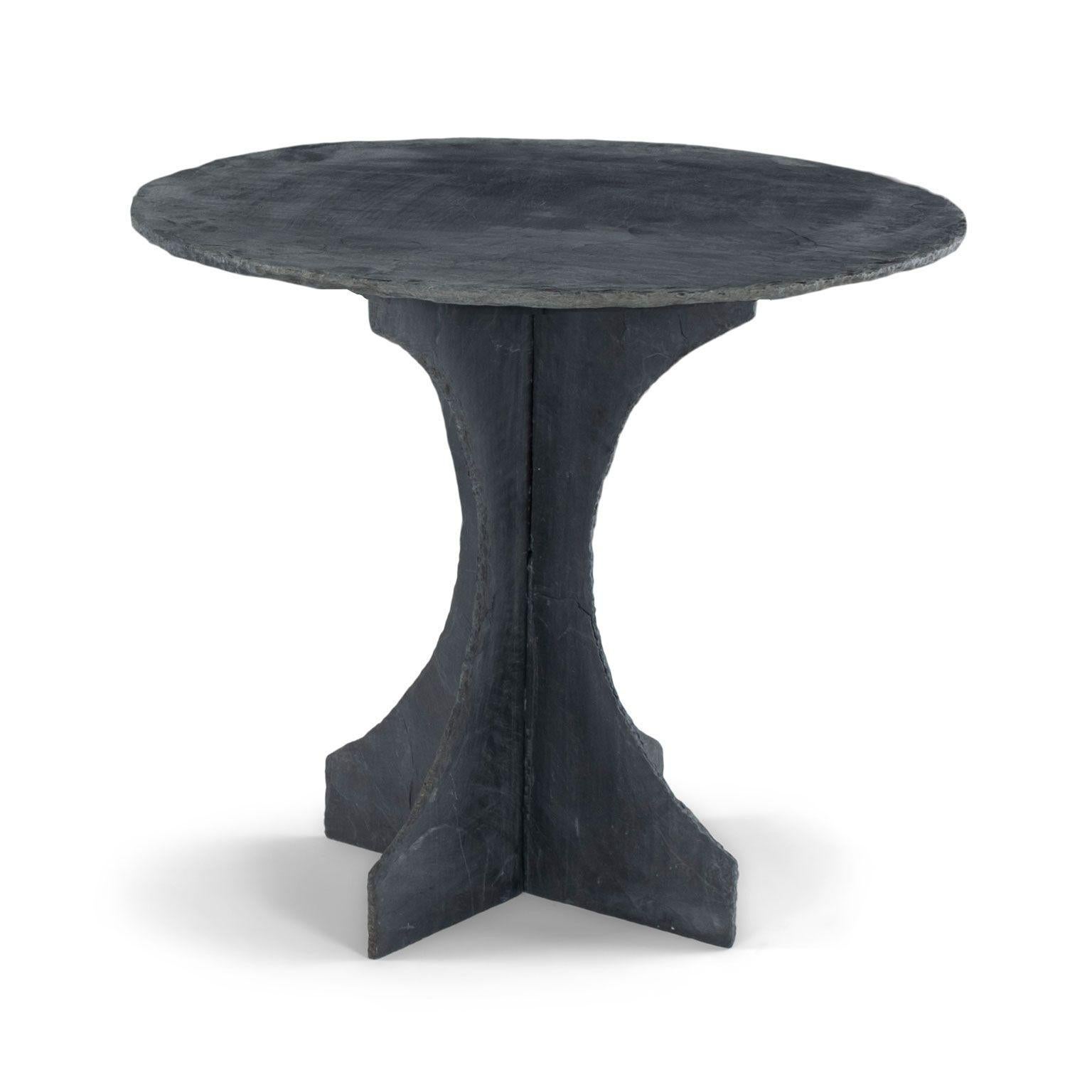 French Vintage Round Slate Table For Sale