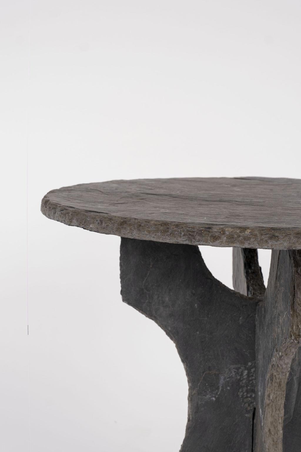French Vintage Round Slate Table