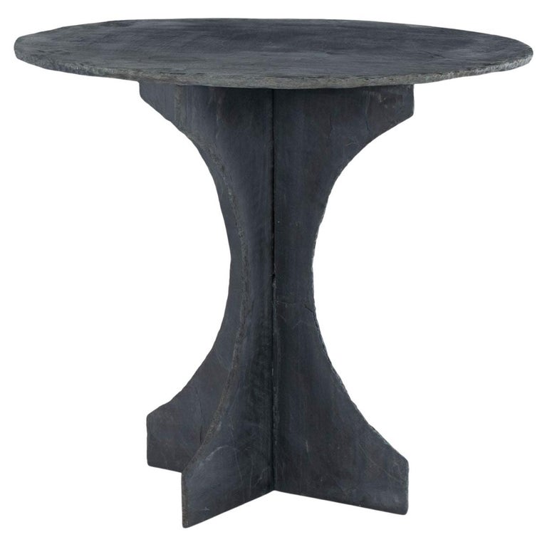 French Round Slate Table, 1980s