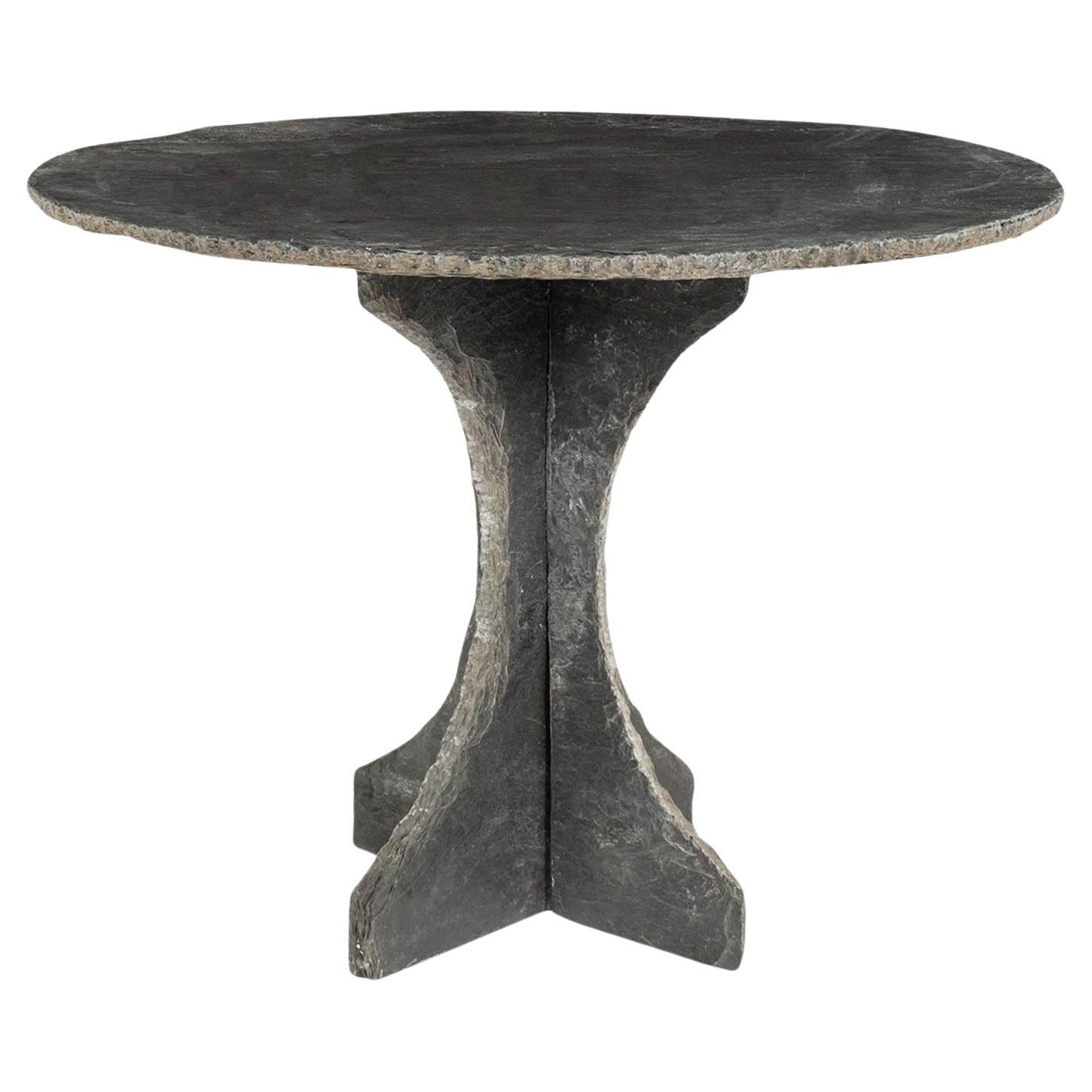 Vintage Round Slate Table For Sale