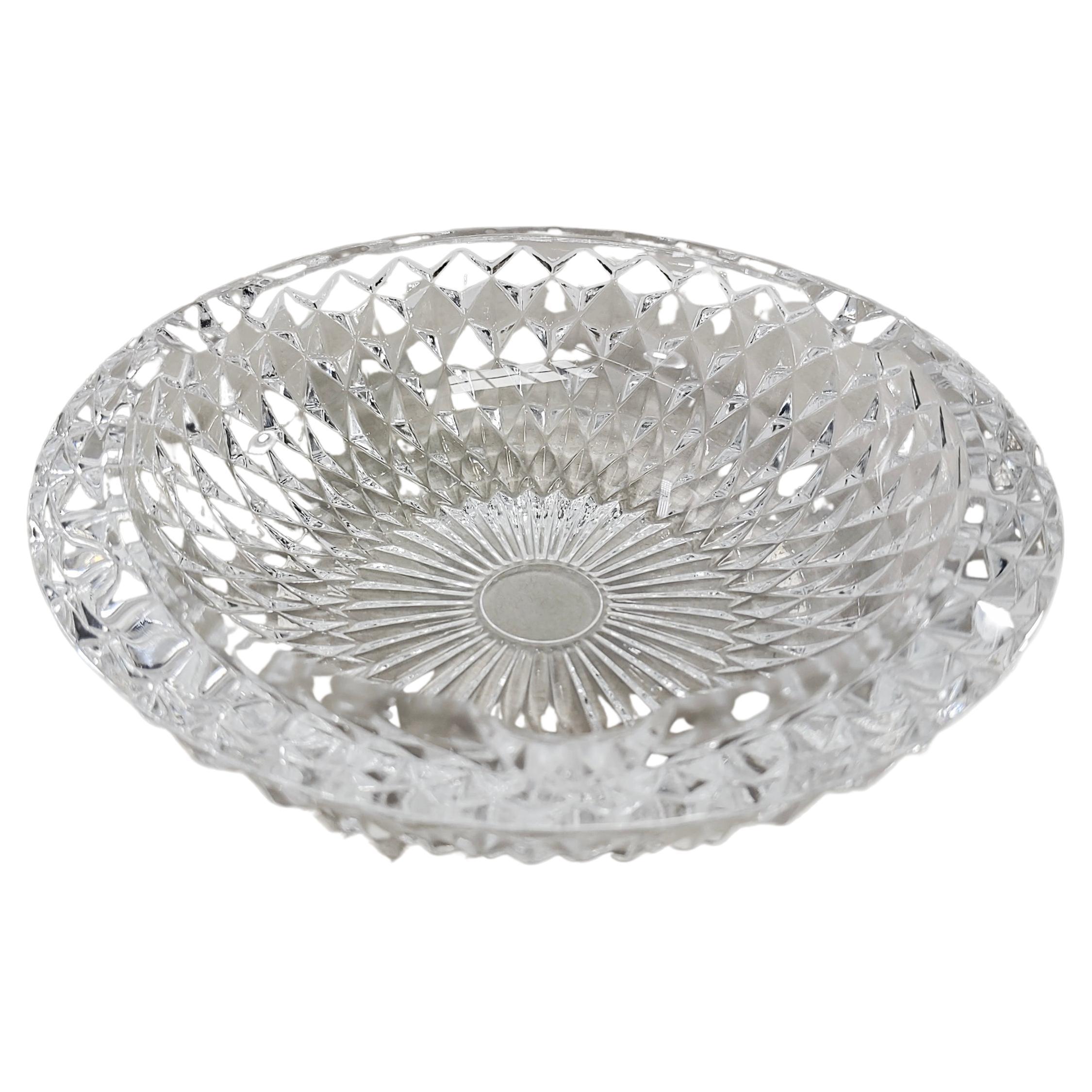 Vintage Round Studded Glass Ashtray Catchall Dish 60s