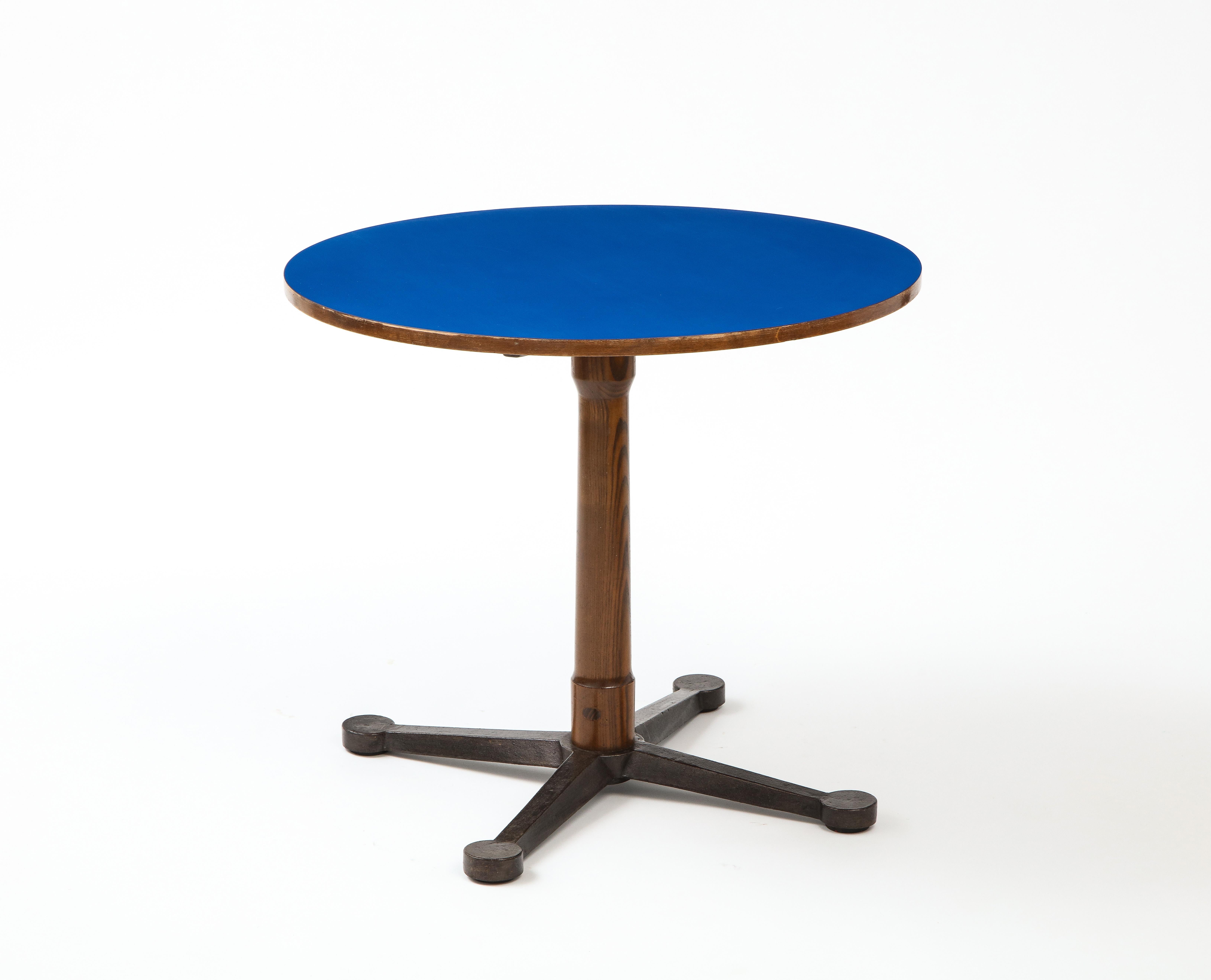 Original Cassina Table, Blue Laminate, Cast Metal & Wood, Italian 1960’s 4
