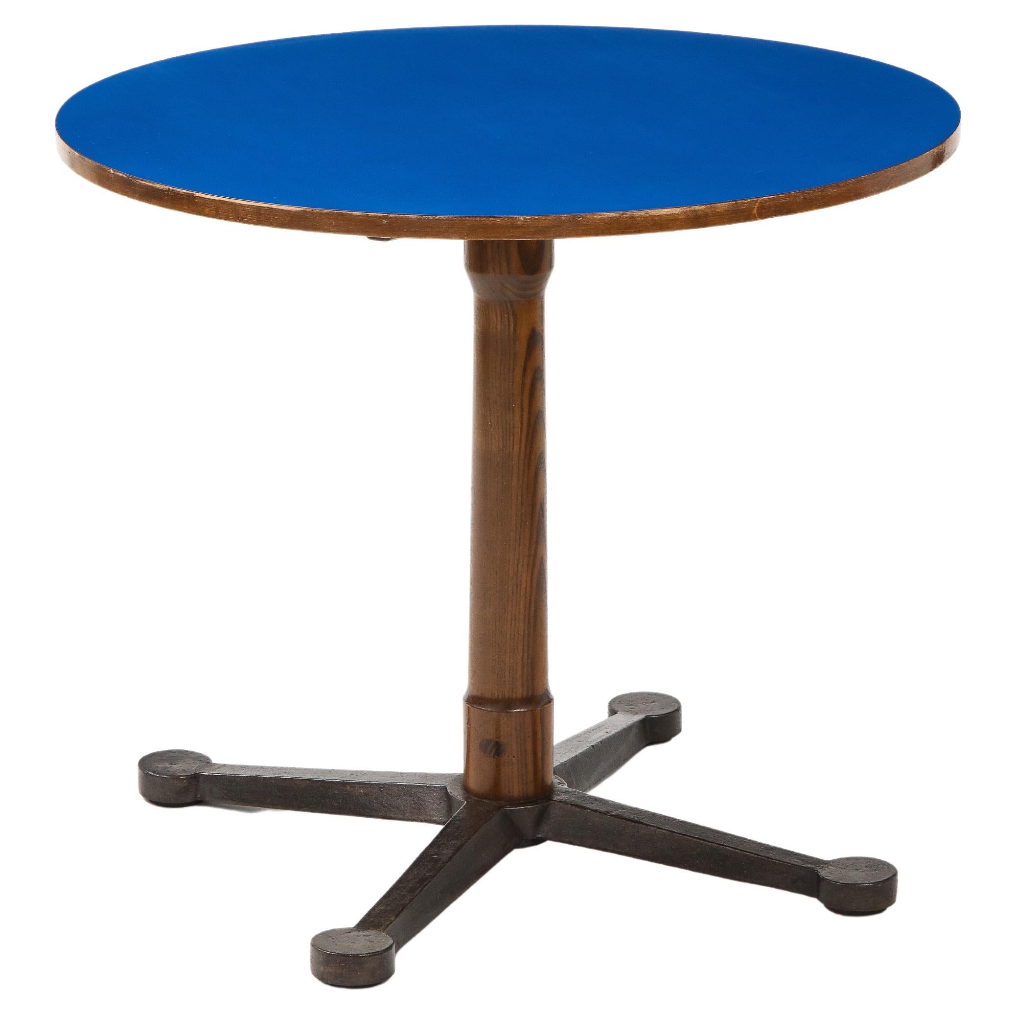 Original Cassina Table, Blue Laminate, Cast Metal & Wood, Italian 1960’s