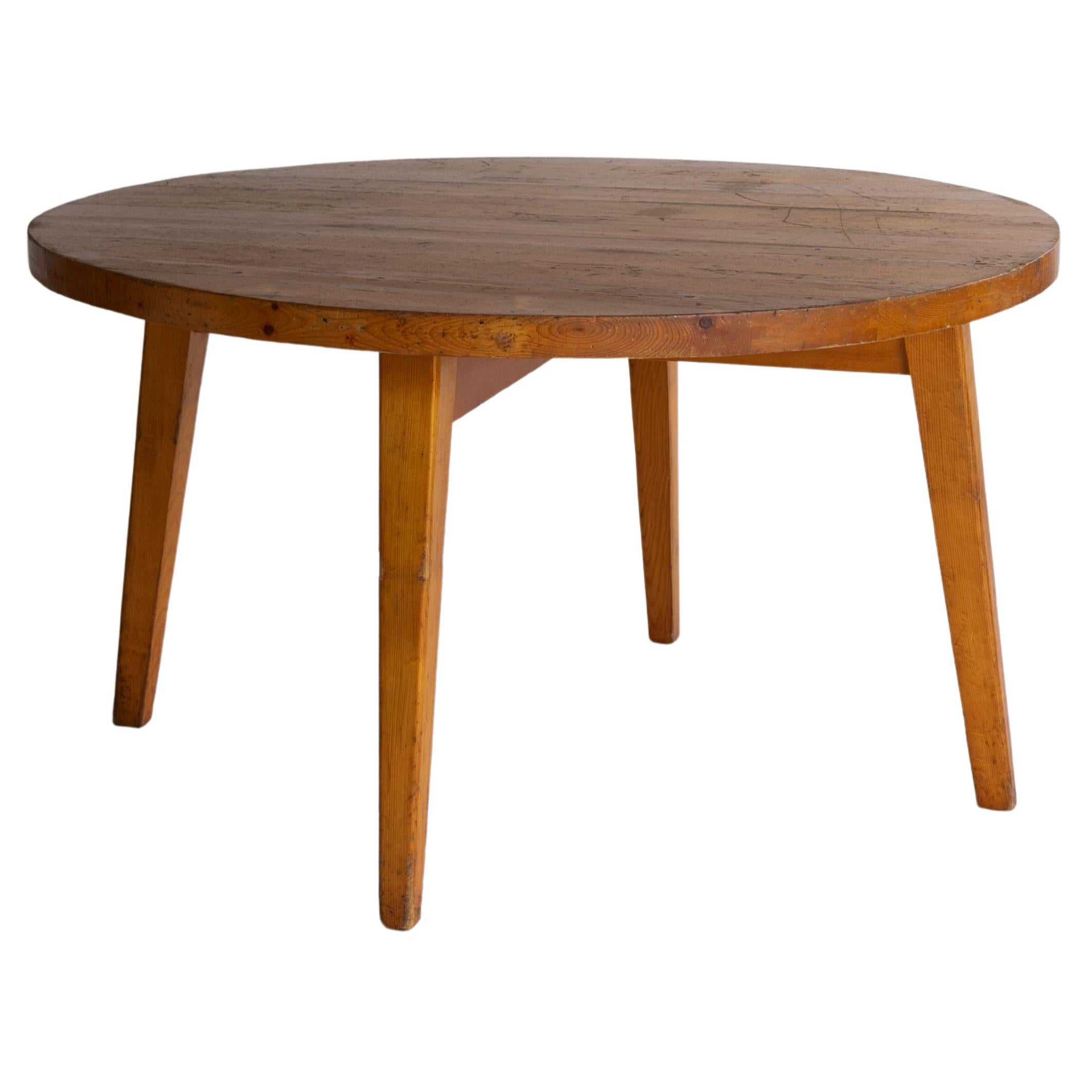 Vintage round table by Christian Durupt and Charlotte Perriand, 1968 For Sale
