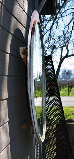 Vintage Round Train Mirror, circa 19th Century