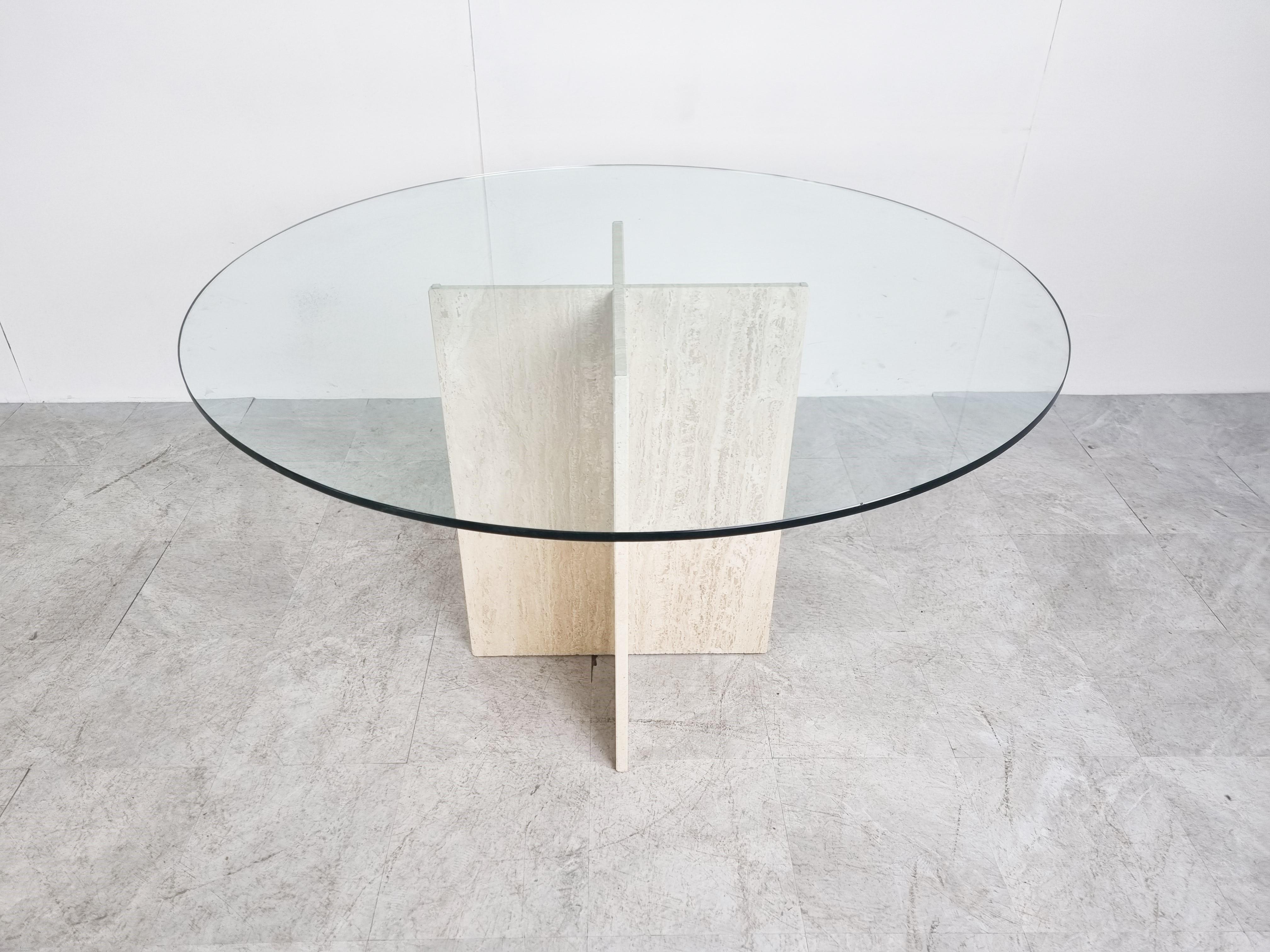 big round glass dining table