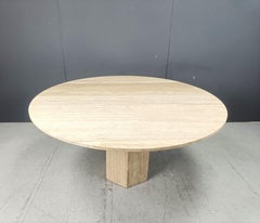 Vintage round travertine dining table, 1970s
