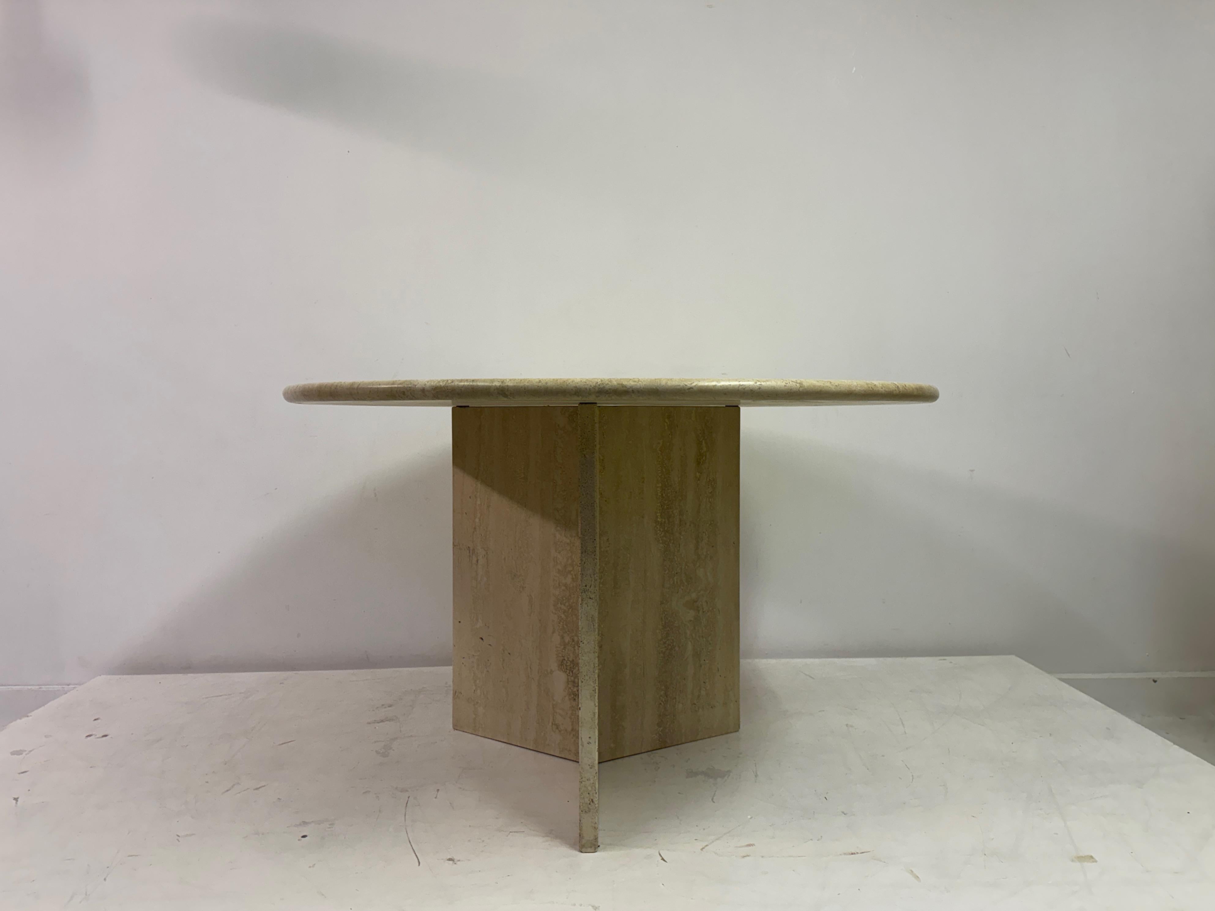 Vintage Round Travertine Dining Table 4