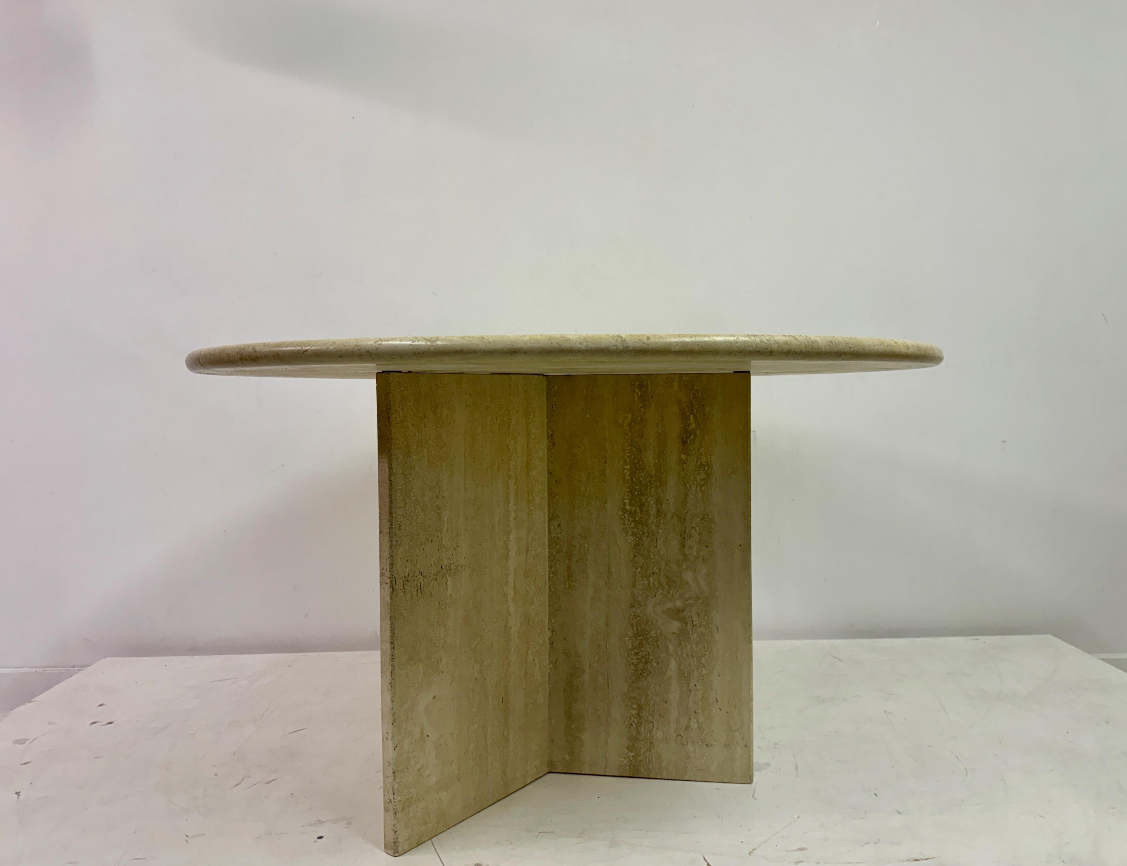 Italian Vintage Round Travertine Dining Table For Sale