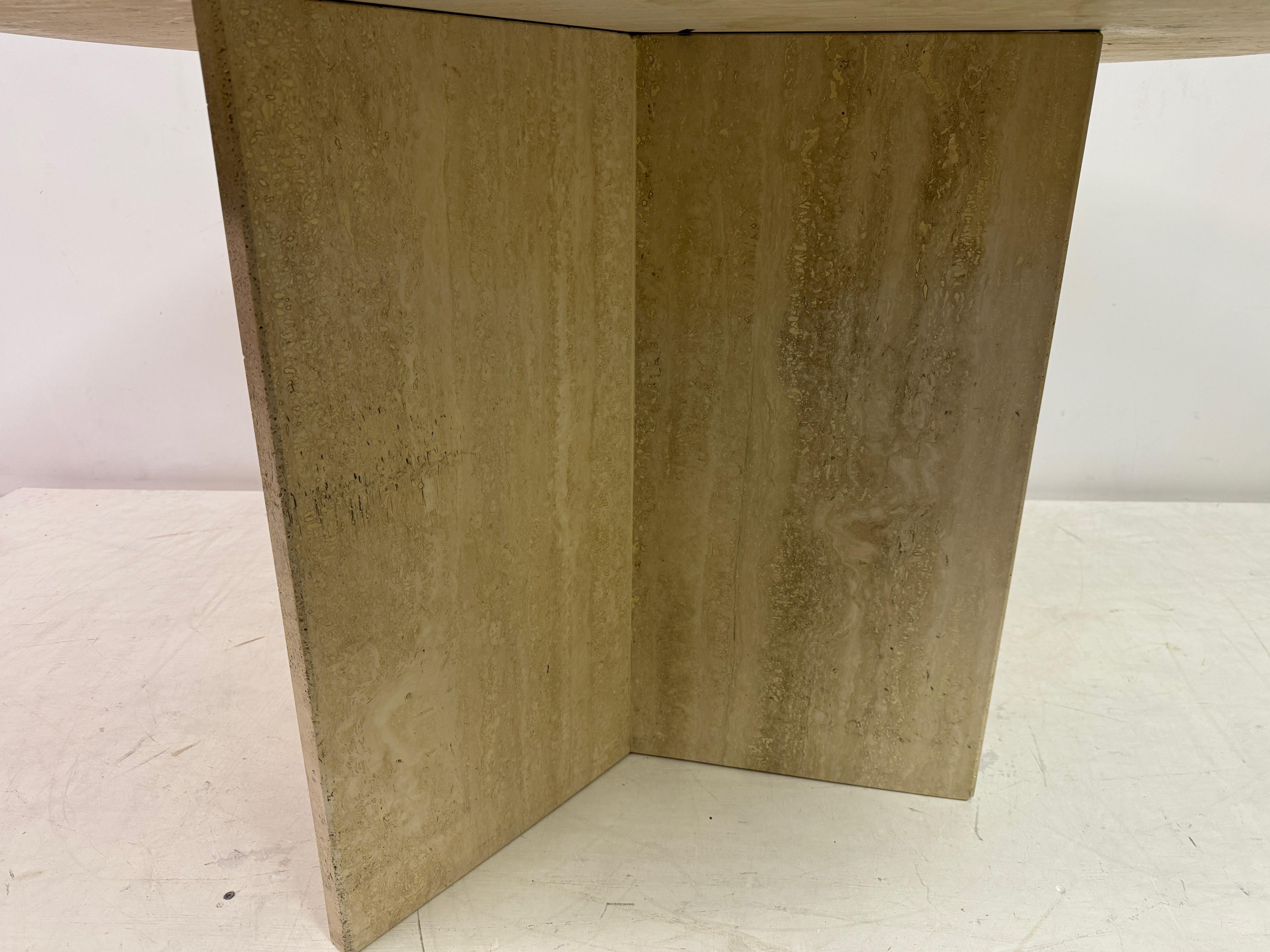 Vintage Round Travertine Dining Table 1