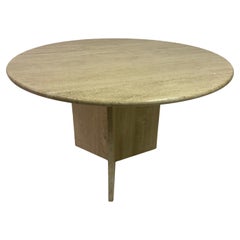 Used Round Travertine Dining Table