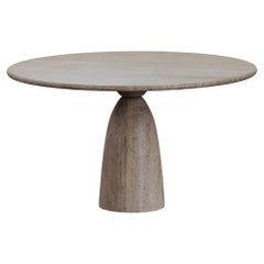 Vintage Round Travertine Dining Table From Germany, Circa 1970
