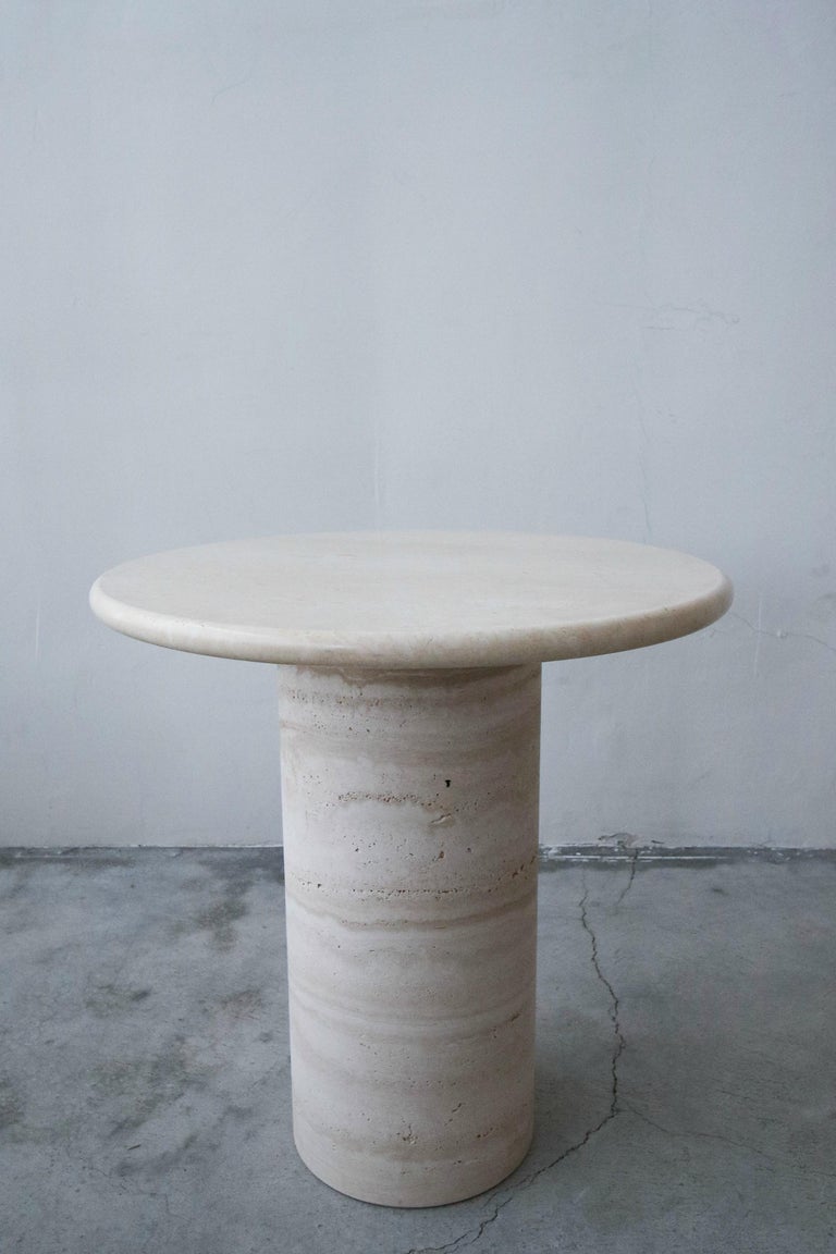 Vintage Round Travertine Side Table at 1stDibs round travertine end