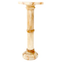 Antique Round Turned Onyx Pedestal Stand