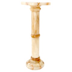 Vintage Round Turned Onyx Pedestal Stand