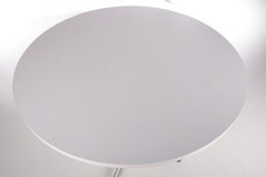 Vintage Round White Dining Table with Chrome Base, 1970s