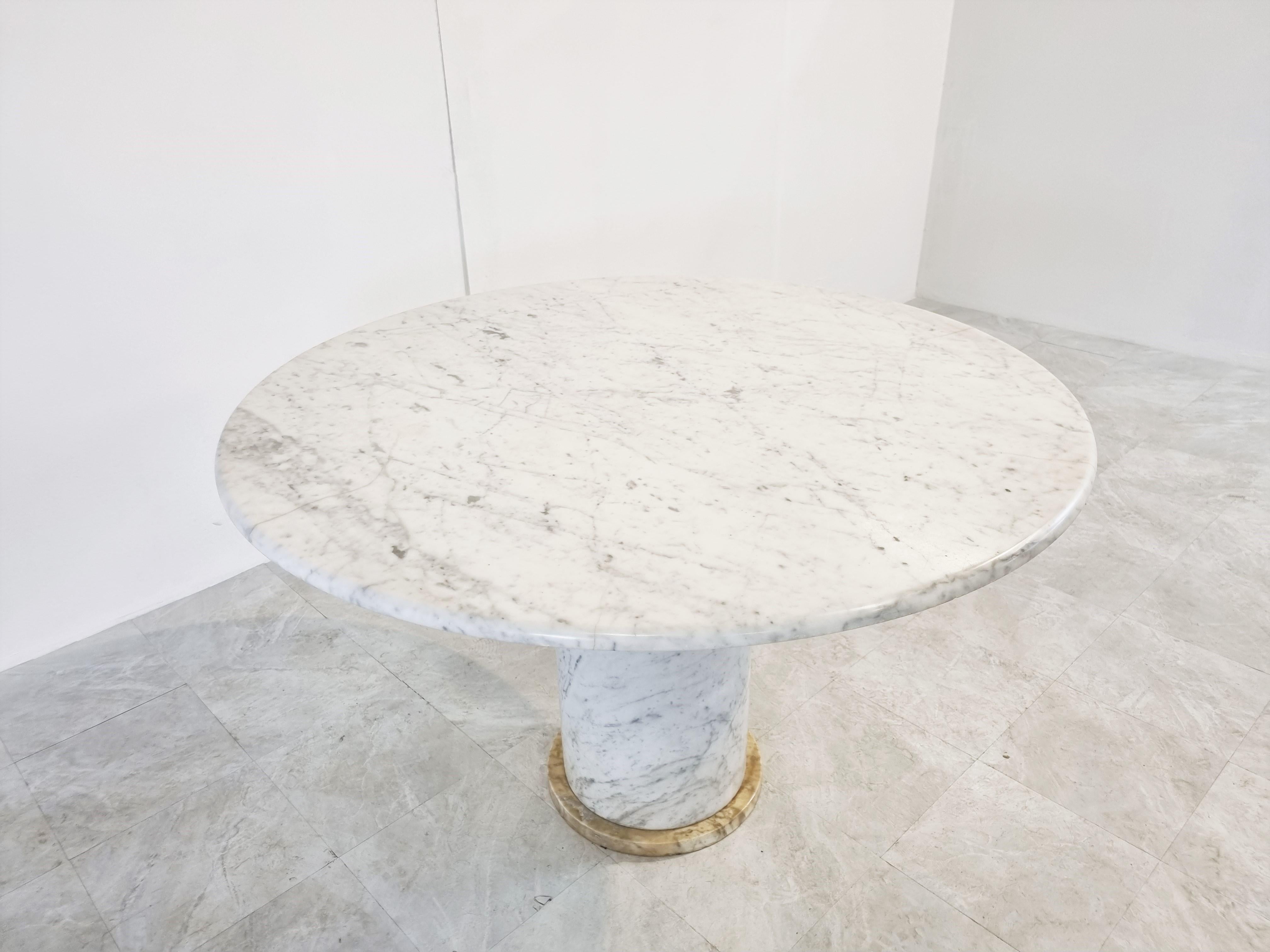 Late 20th Century Vintage Round White Marble Dining Table, 1970s