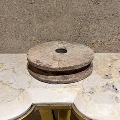 French Vintage Mesquite Wood Circle Disc Pulley