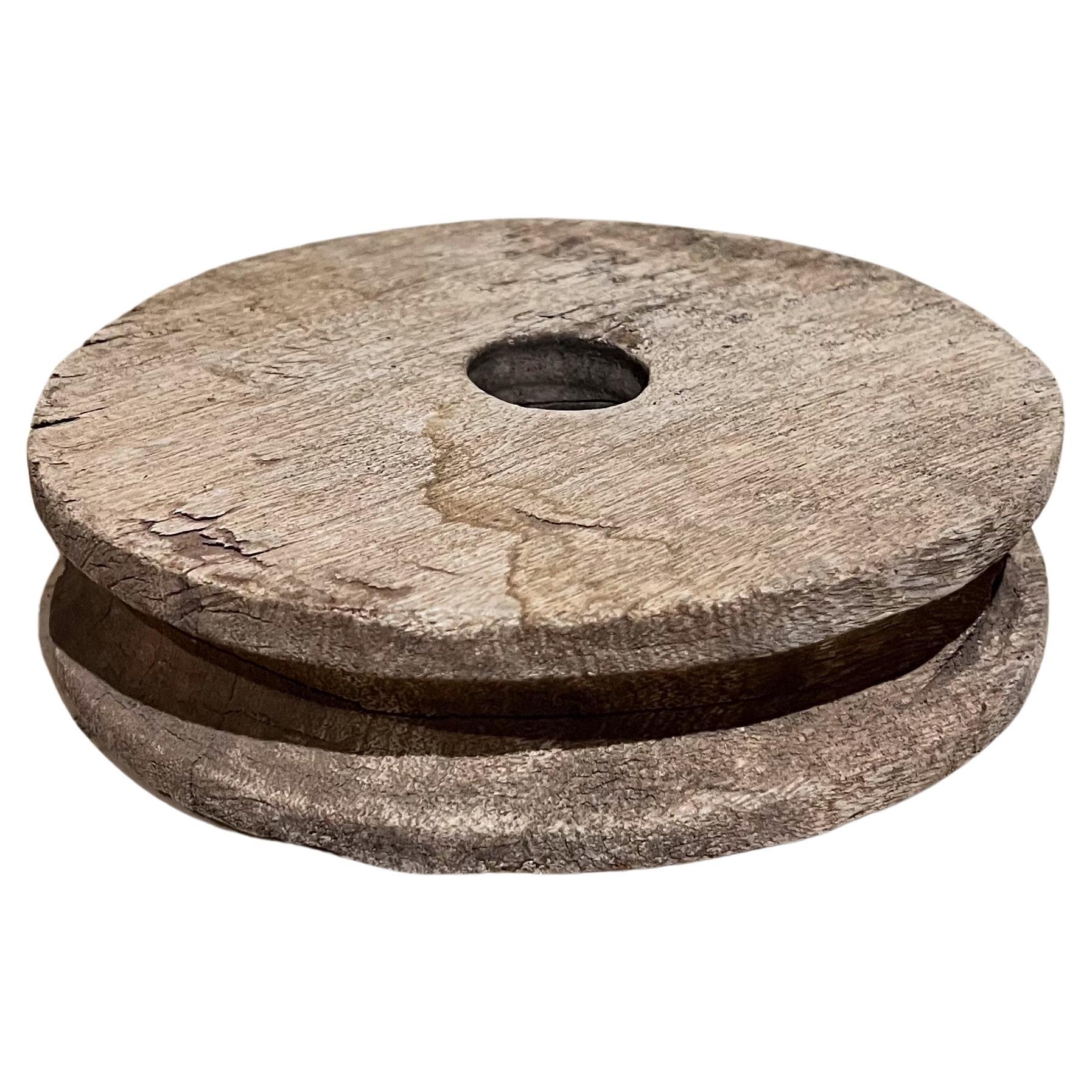 Poulie à disque circulaire en bois de mesquite d'origine française
