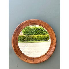 Miroir vintage à cadre rond en bois