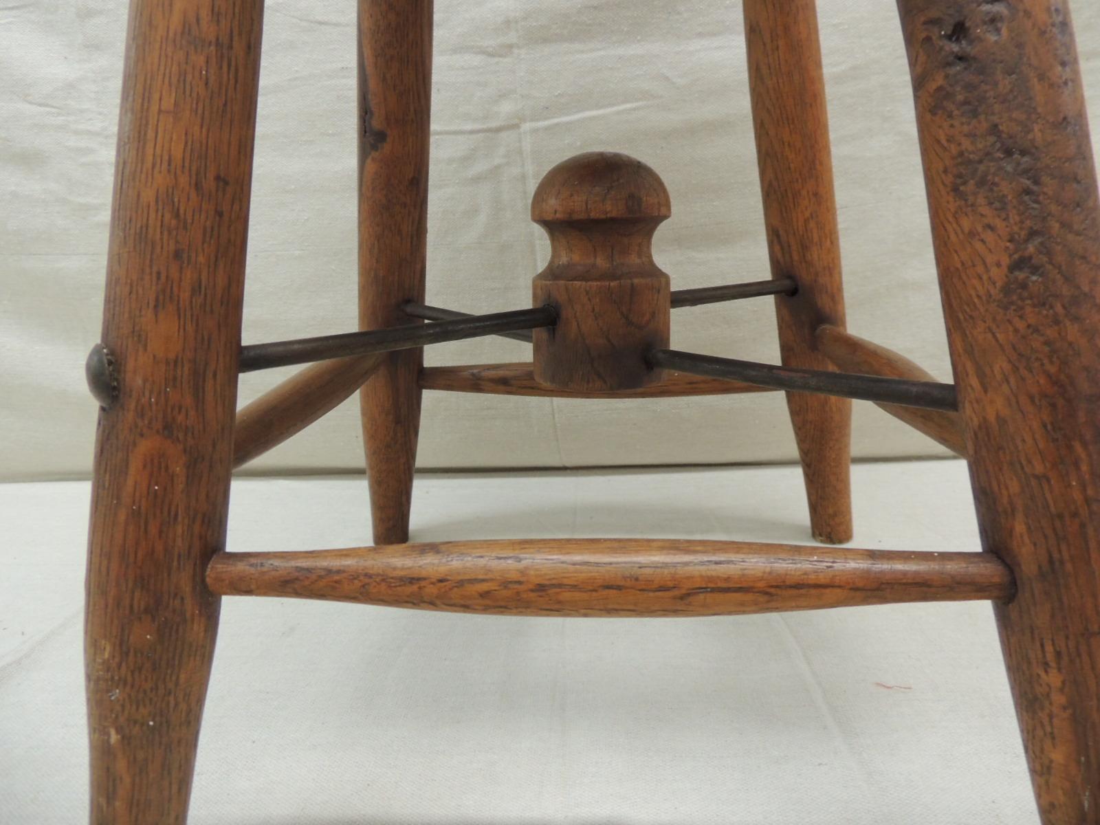 vintage round wooden stool