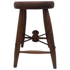 Vintage Round Wood Work Bench Stool