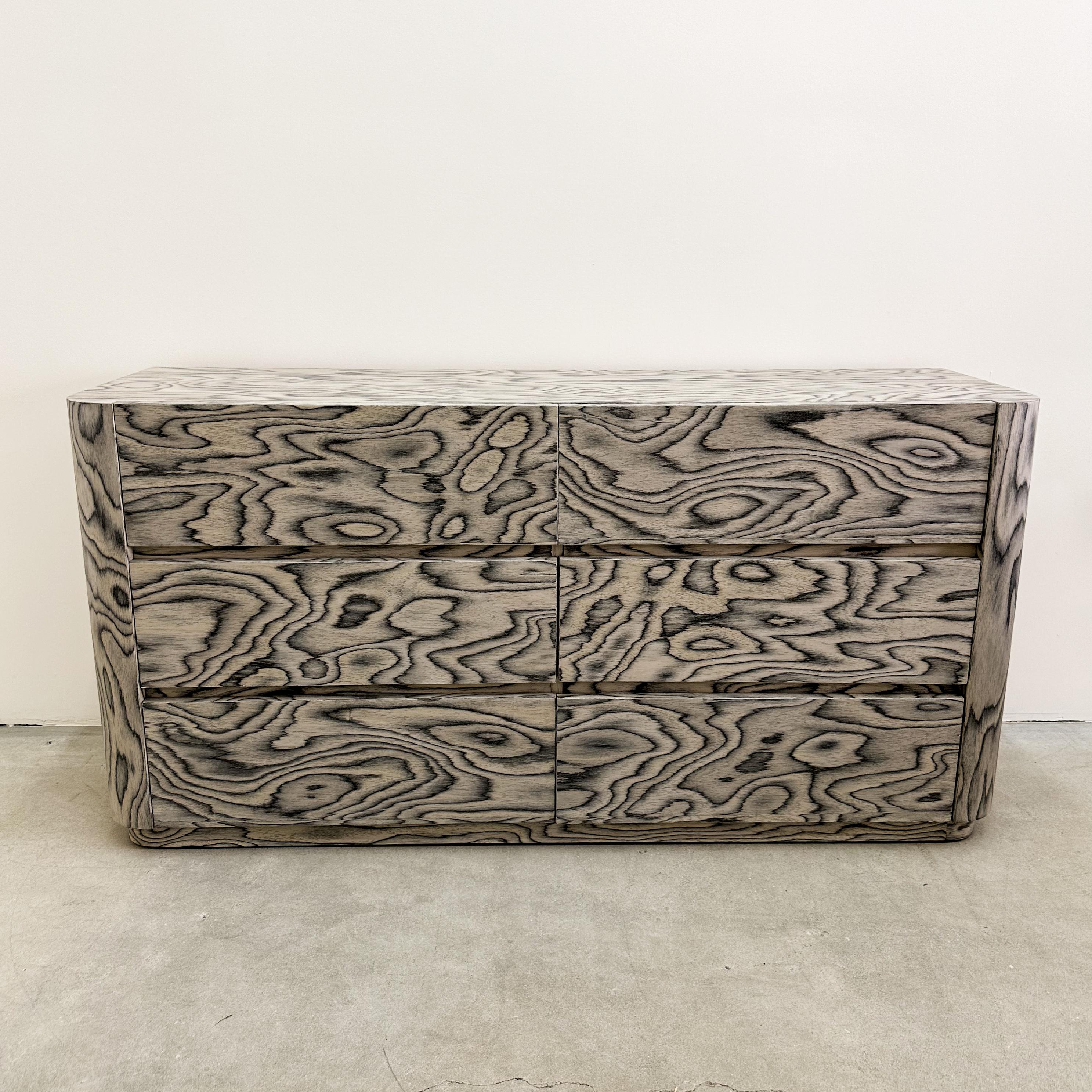 Post-Modern Vintage Rounded Edge Dresser With Ettore Sottsass Veneer Postmodern 1980s