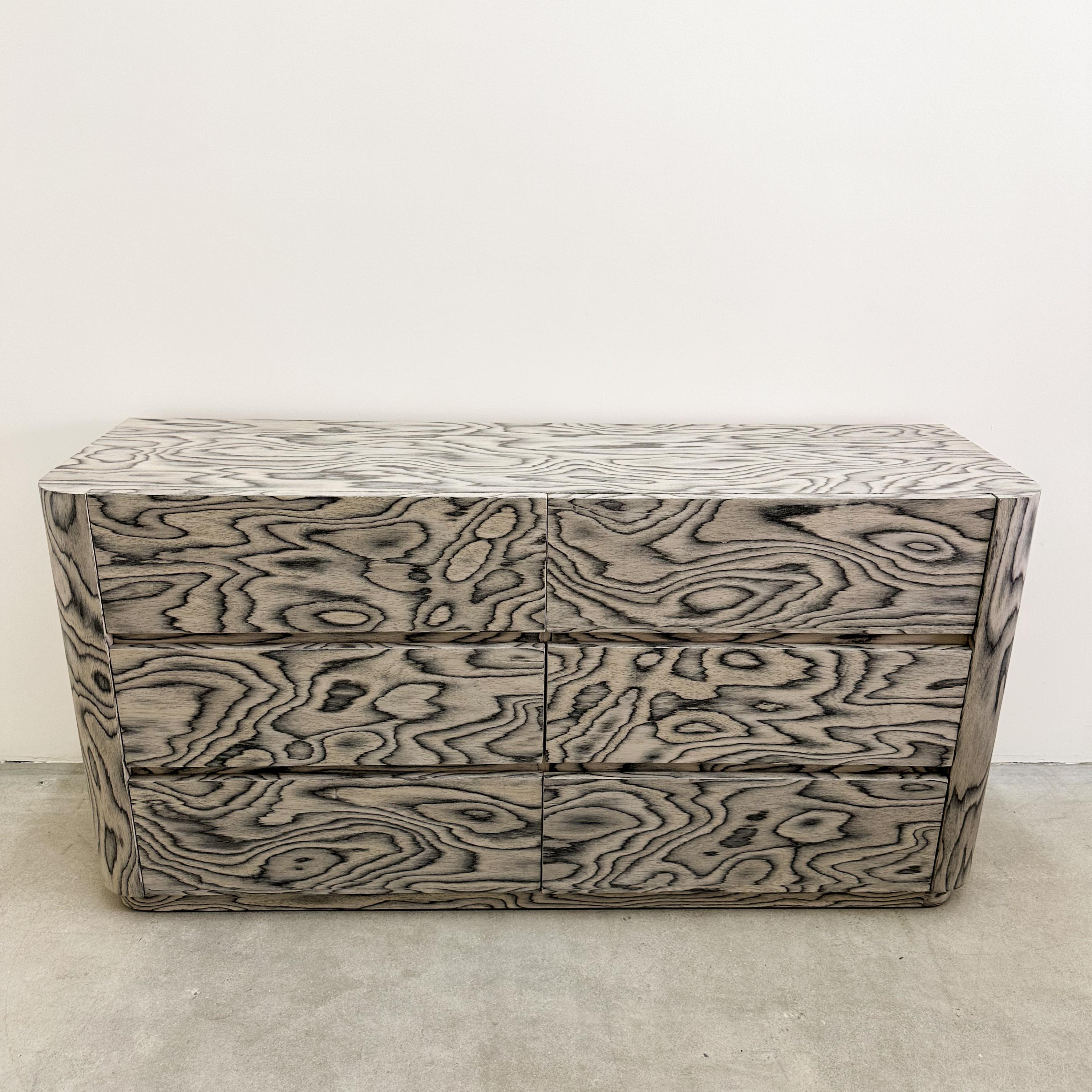 Unknown Vintage Rounded Edge Dresser With Ettore Sottsass Veneer Postmodern 1980s