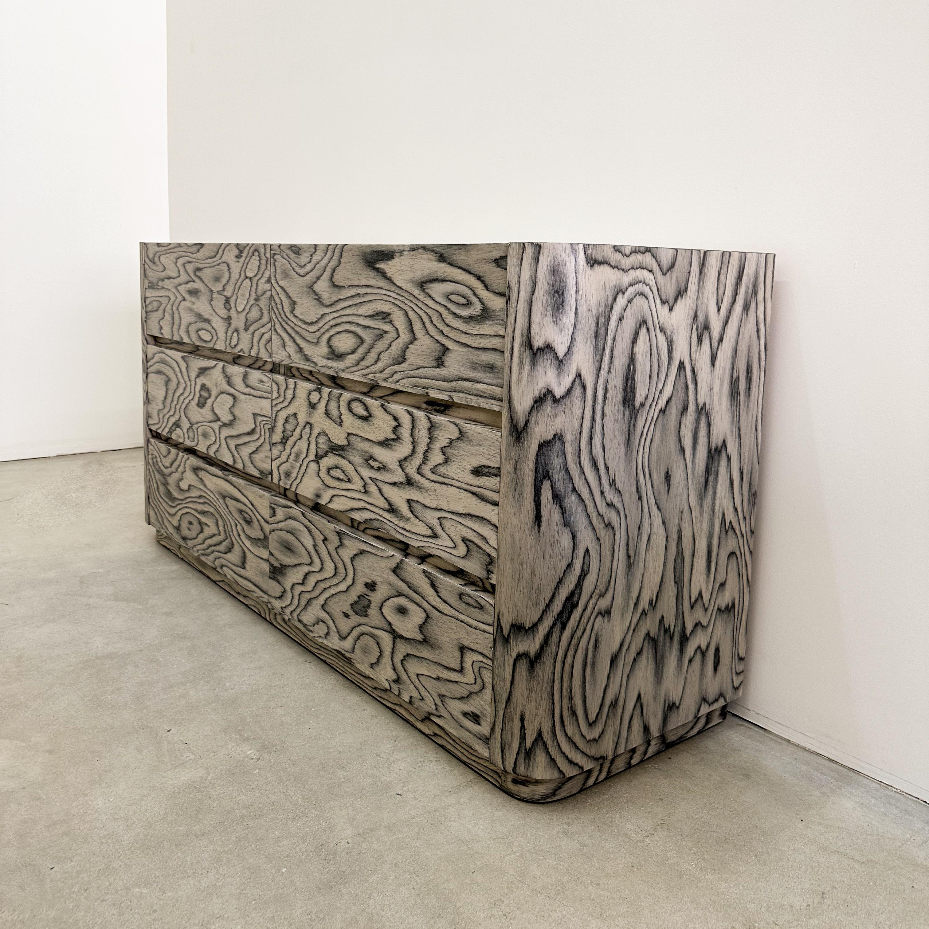 Late 20th Century Vintage Rounded Edge Dresser With Ettore Sottsass Veneer Postmodern 1980s