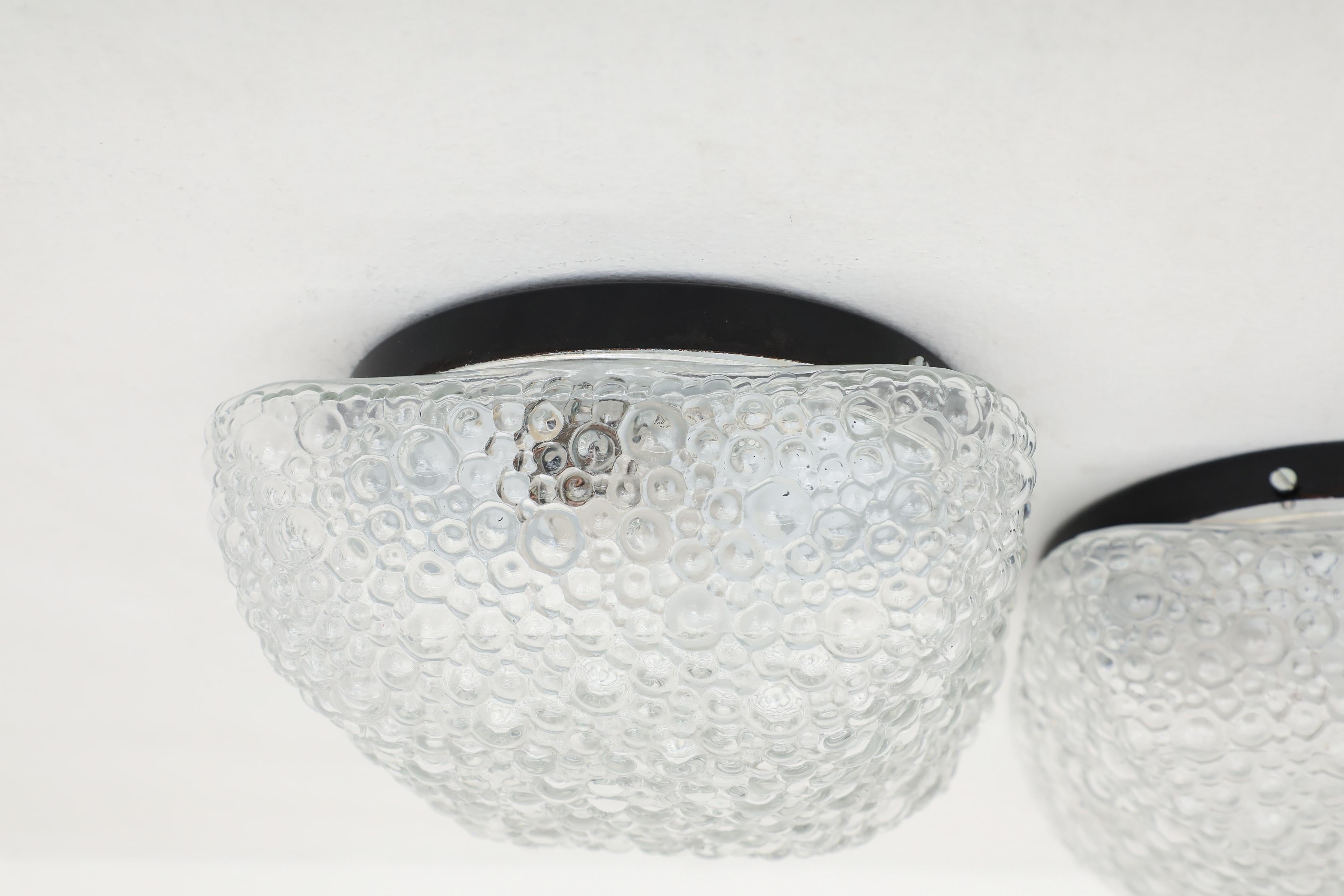 Vintage Rounded Square Puffed Pressed Glass Ceiling or Wall Sconces For Sale 2