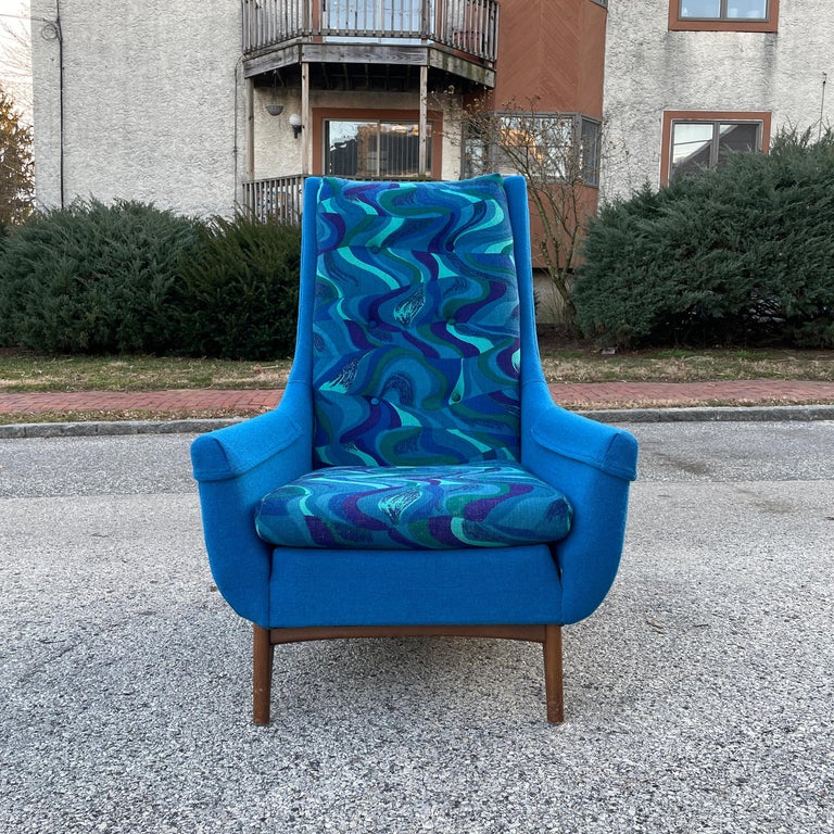 Vintage Rowe Furniture Psychedelic Midcentury High Back Lounge Chair For Sale at 1stDibs