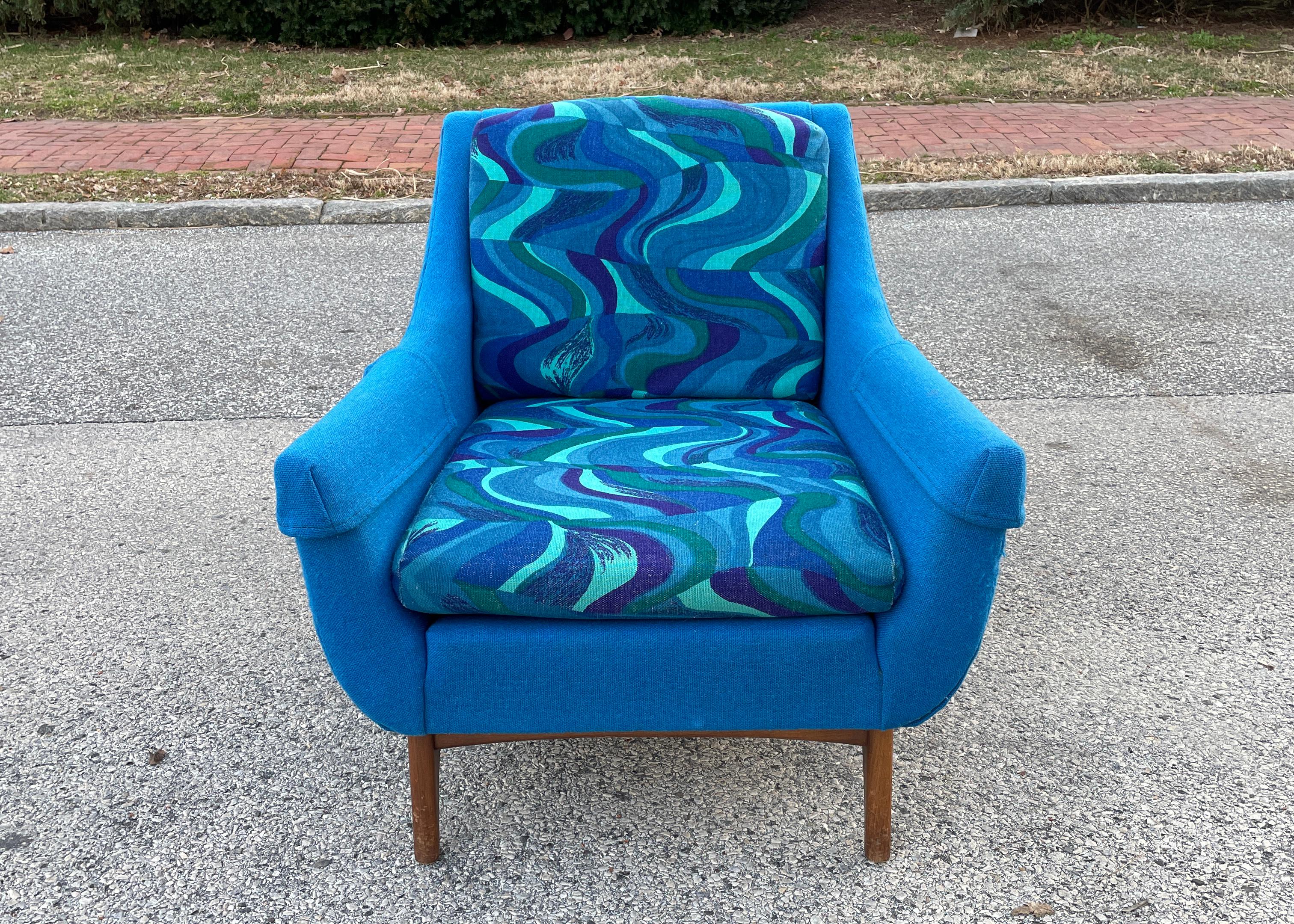 Vintage Rowe Furniture Psychedelic Midcentury Low Back Lounge Chair 1