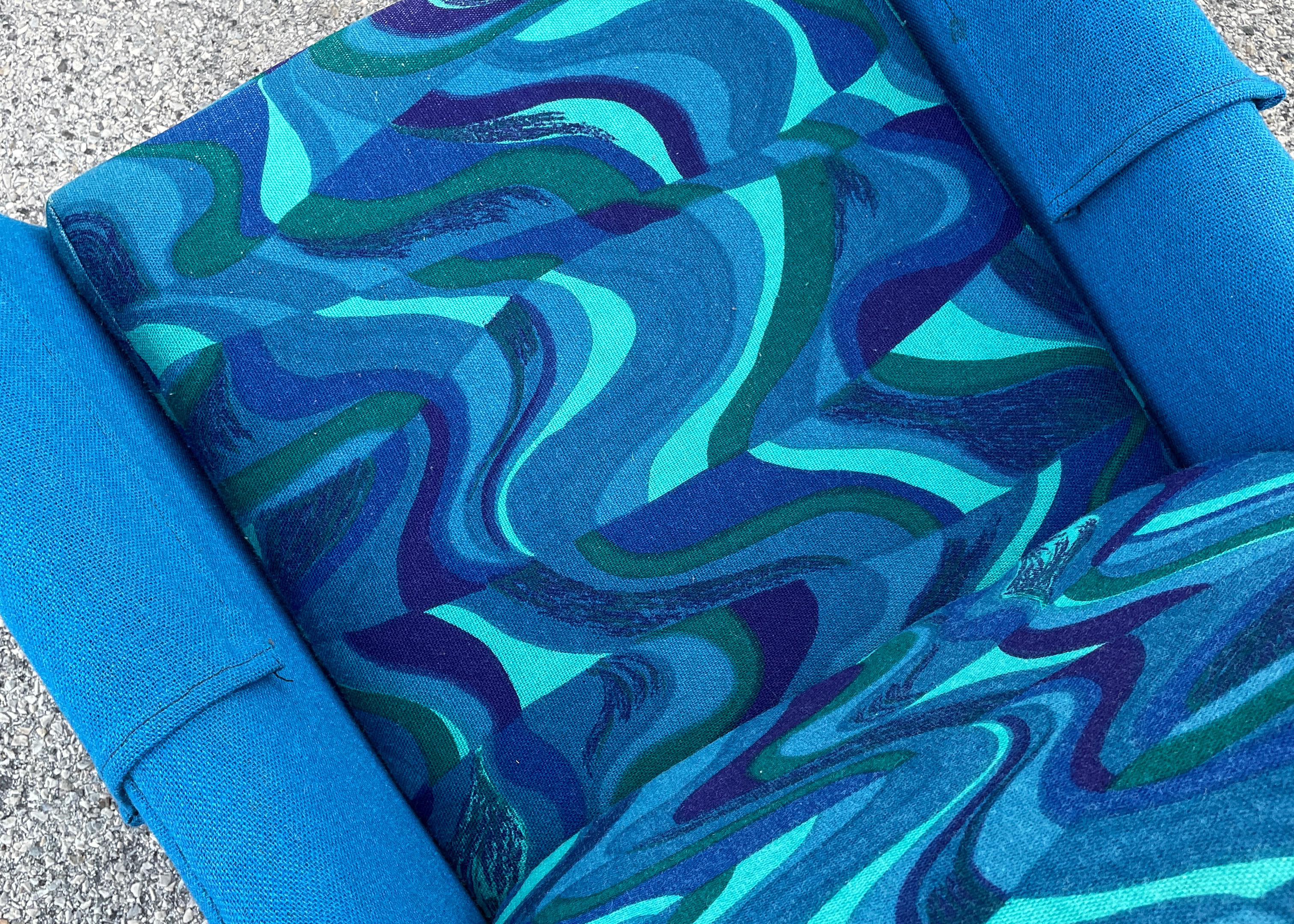 Fabric Vintage Rowe Furniture Psychedelic Midcentury Low Back Lounge Chair