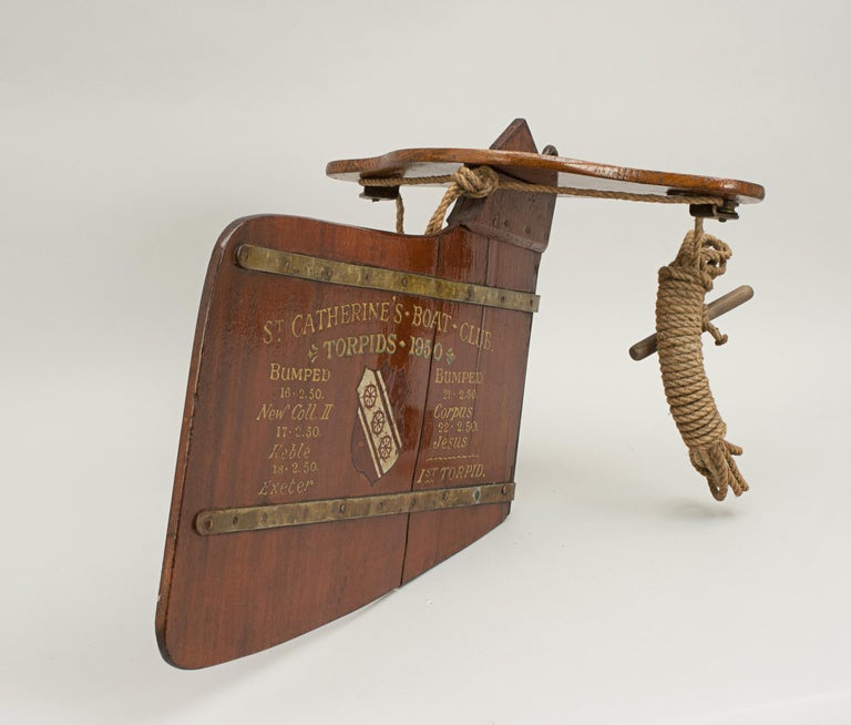 Vintage Rowing Rudder Trophy With Team Photo Oxford Uni
