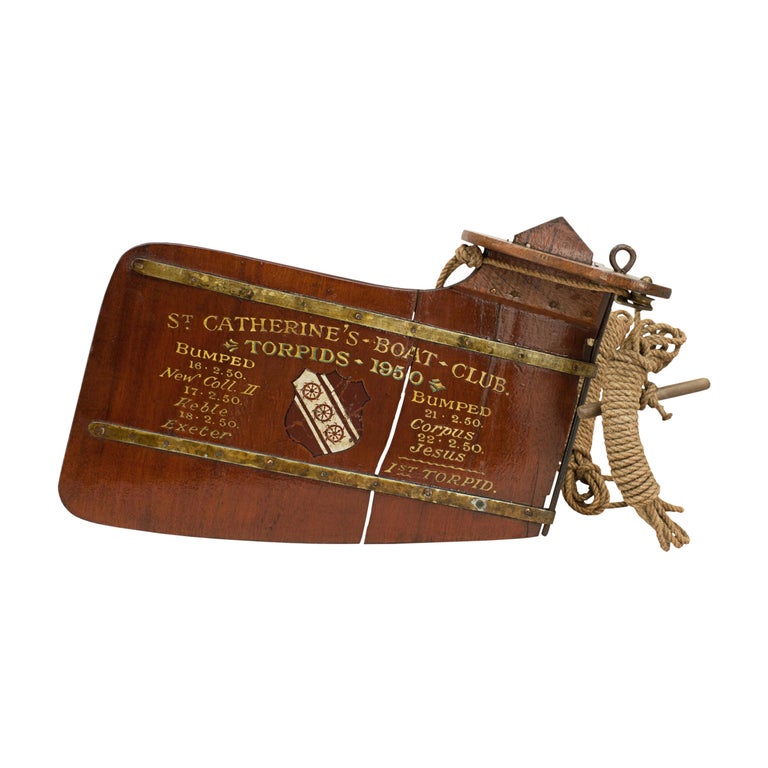 Vintage Rowing Rudder Trophy With Team Photo Oxford Uni St Cathrine S Boat Club At 1stdibs