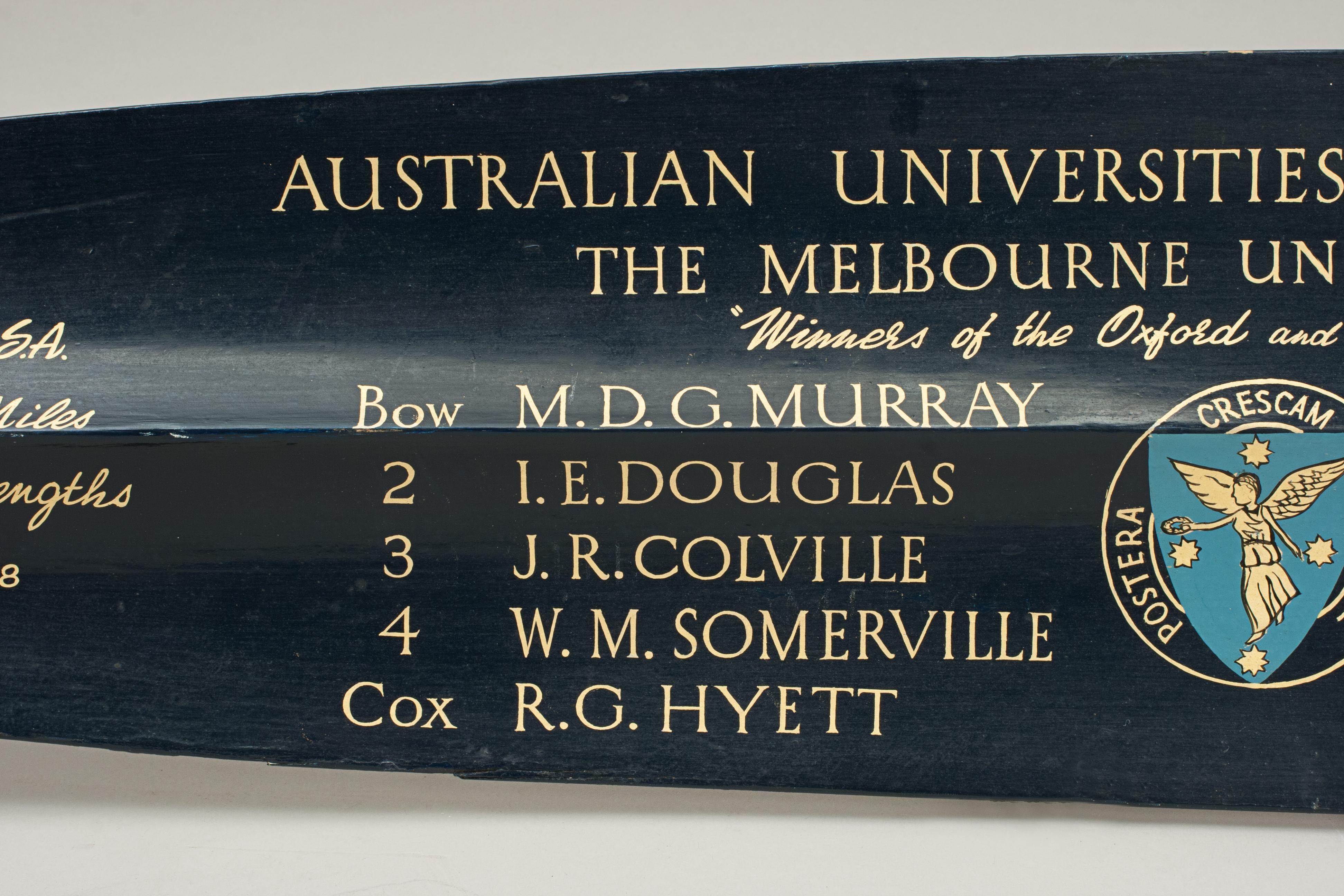 Vintage Rowing Trophy Blade 1954 Australian University Regatta at