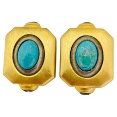 Vintage ROXANNE ASSOULIN or turquoise designer runway clip on earrings