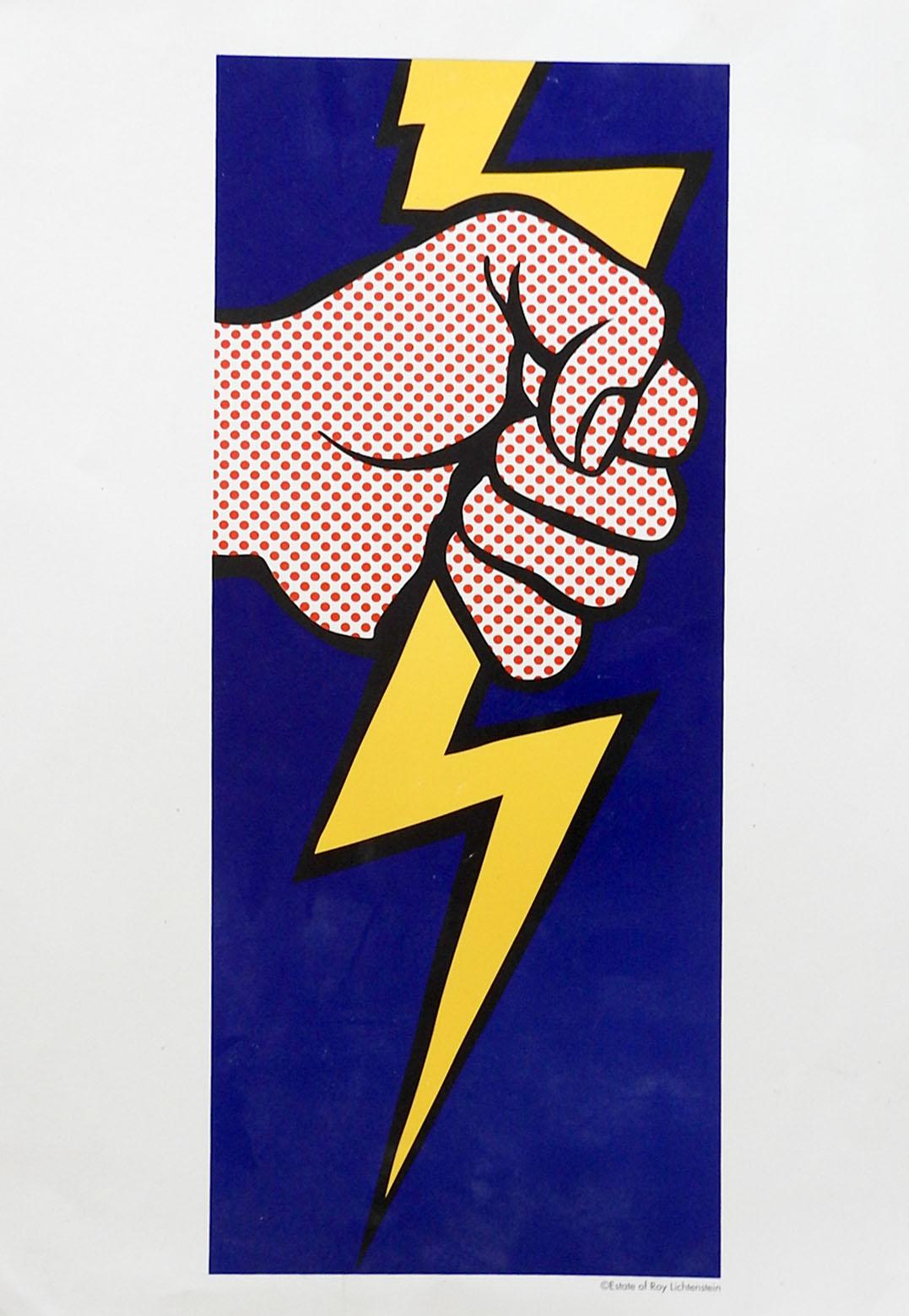 Post-Modern Vintage Roy Lichtenstein Lightening Bolt Pop Art Print